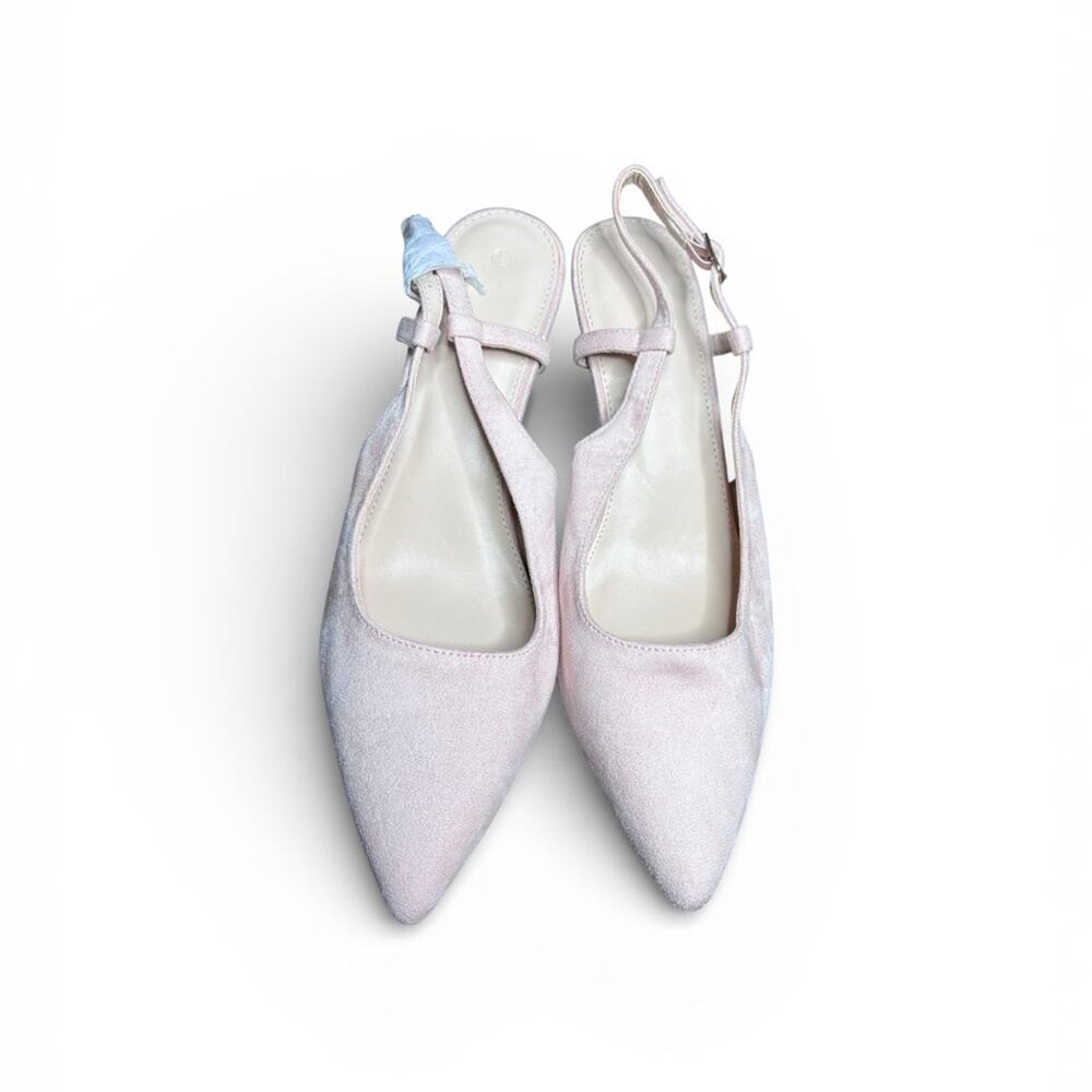 Pink Suede Slingback Heels Pointy Toe Heels Size 9.5